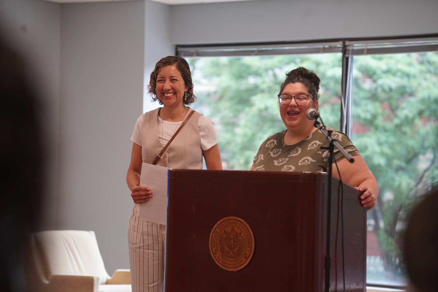 RWU Law professors Nicole Dyszlewski and Monica Teixeira de Sousa lead campers through a dialogue into law.