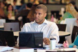 Law student using a laptop