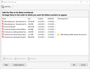 Documents ready for Bates numbering