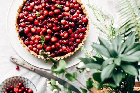 Cranberries in pie crust