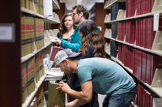 Students researching