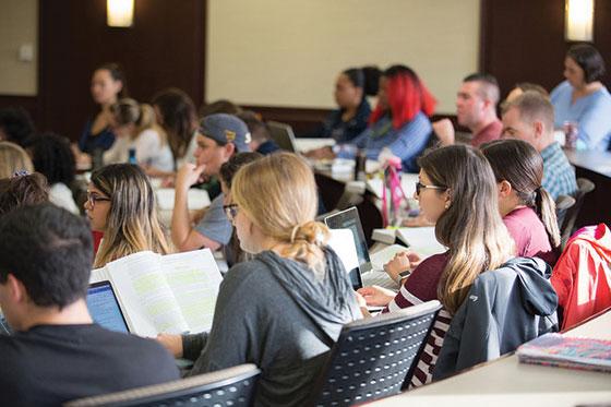 Students sitting in a classroom