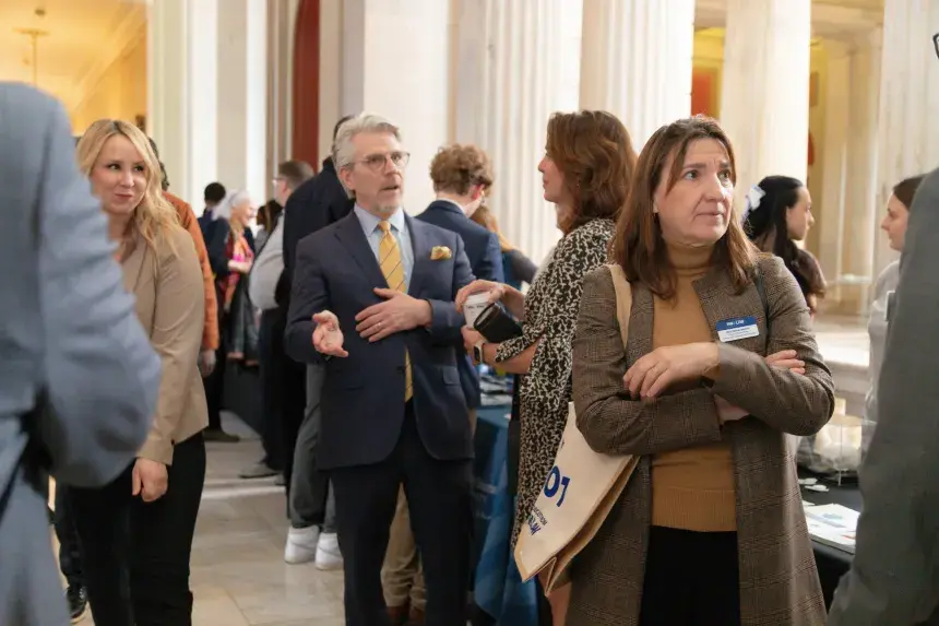 RWU Day of Law and Justice gather in the halls of the Rhode Island State House.