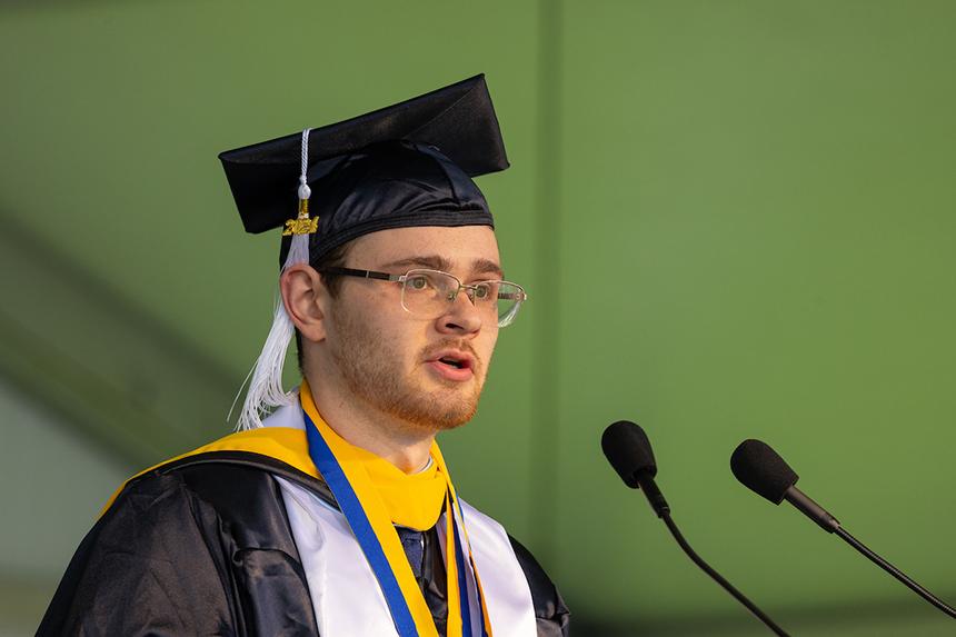 Undergraduate student speaker speaks