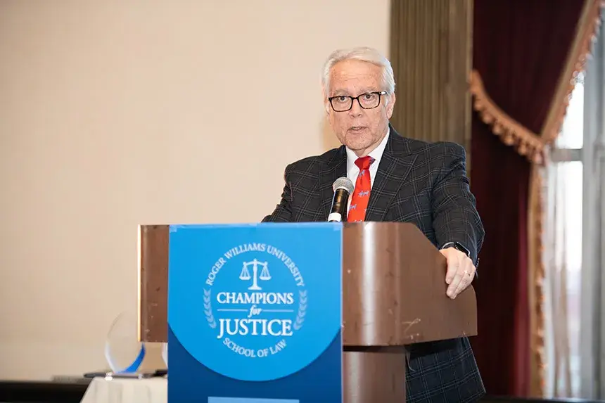 The keynote speaker at the Champions for Justice event