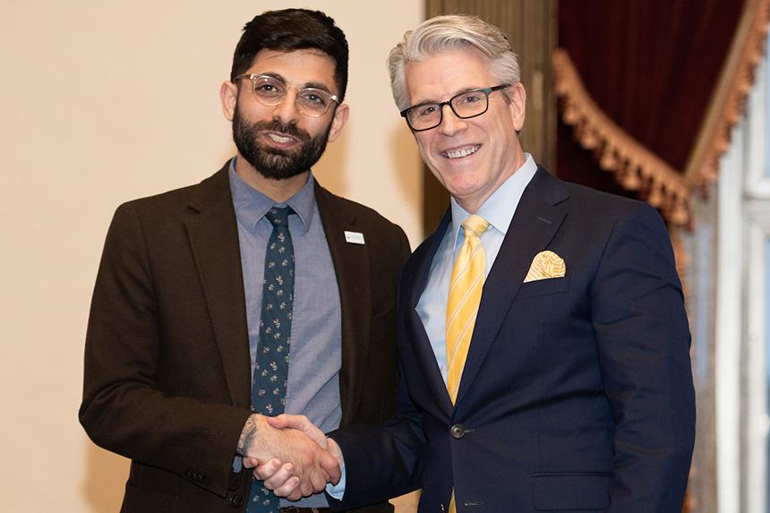 Dean Bowman with one of the Champions for Justice awardees